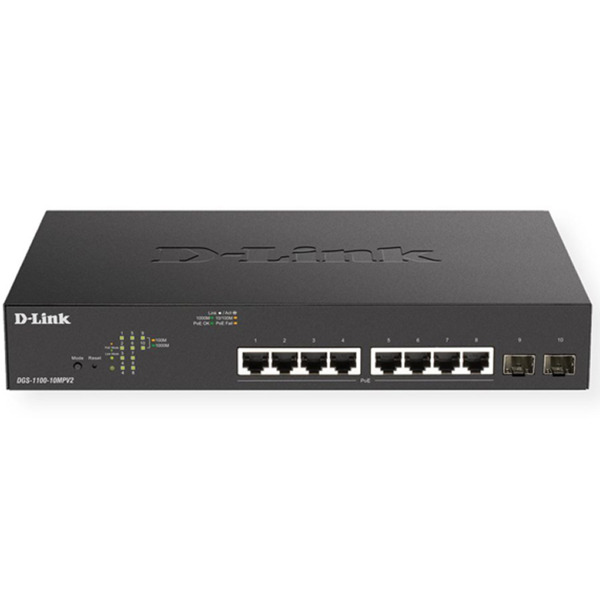 D-Link Switch Semigestionable 8 Puertos Gigabit PoE 130W + 2 Puertos Combo