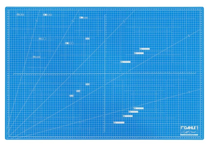 Dahle 10693 Plancha de Corte A1 60x90cm - 5 Capas con Nucleo Resistente al Corte - Lineas de Orientacion - Color Azul