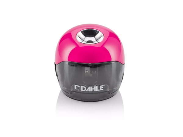 Dahle 250 Afilalapices Electrico - Para Lapices de à 8mm - Gran Deposito Transparente - Alimentacion con Pilas AA - Color Rosa