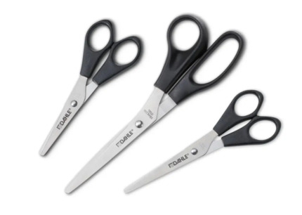 Dahle Home Pack de 3 Tijeras de Acero Inoxidable 13, 15 y 20cm - Hojas Afiladas - Mangos en Plastico ABS - Color Negro