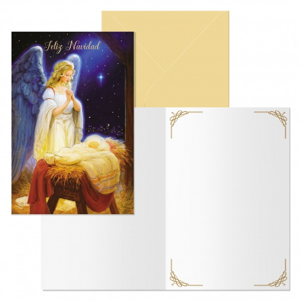 Dohe Angel Pack de 6 Tarjetas de Felicitacion Navideña con Sobre - Tamaño Cerrada 11.5x17cm, Abierta 23x17cm - Papel Offset -