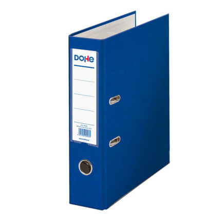 Dohe Archivador de Palanca Tamaño A4 - Lomo Ancho 70mm - Ollao, Rado y Tarjetero en el Lomo - Carton Forrado con Polipropileno - Cantoneras Metalicas - Color Azul