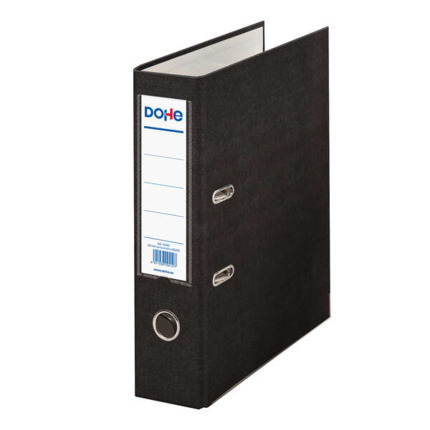 Dohe Archivador de Palanca TamaÃ±o A4 - Lomo Ancho 70mm - Ollao, Rado y Tarjetero en el Lomo - Carton Forrado con Polipropileno - Cantoneras Metalicas - Color Negro