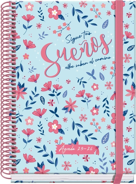 Dohe Blossom Agenda Escolar 25/26 Espiral A5 - Dia Pagina - Papel 70g/m2 - 4 Hojas de Pegatinas - Cubierta de Carton Plastificad
