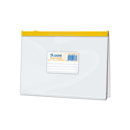 Dohe Bolsa Zipper Apaisada PVC Transparente 200 Micras - TamaÃ±o A5 - Apertura Superior - Cierre Zip Hermetico