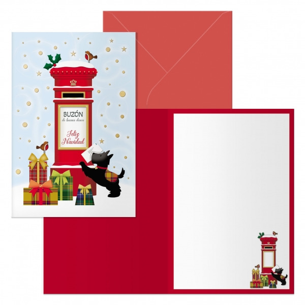 Dohe Buzon Pack de 6 Tarjetas de Felicitacion Navideña con Sobre - Tamaño Cerrada 11.5x17cm, Abierta 23x17cm - Papel Offset -