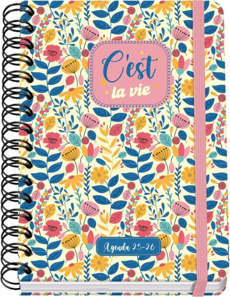 Dohe CÂ´est la Vie Agenda Escolar 25/26 Espiral Wireâo A5 - Semana Vista - Papel 80g/m2 - 4 Hojas de Pegatinas - Cubierta de C
