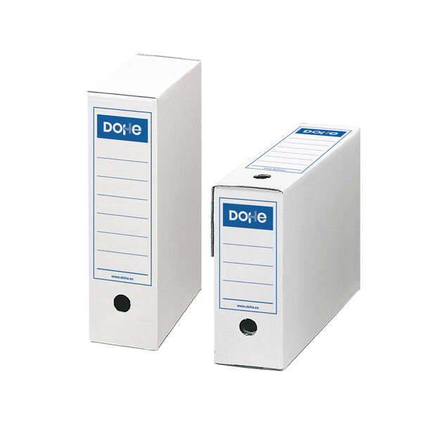 Dohe Caja de Archivo Definitivo - Tamaño Folio - Medidas 255x355x100mm - Utilizable en Horizontal y Vertical - Facil Montaje -