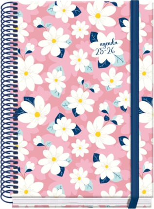 Dohe Camomille Agenda Escolar 25/26 Espiral A5 - Semana Vista - Papel 70g/m2 - 4 Hojas de Pegatinas - Cubierta de Carton Plastificado - Cierre con Goma Elastica