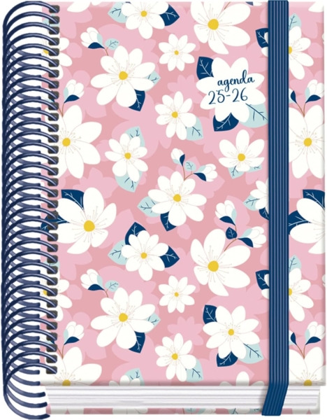 Dohe Camomille Agenda Escolar 25/26 Espiral A6 - Dia Pagina - Papel 70g/m2 - 4 Hojas de Pegatinas - Cubierta de Carton Plastific