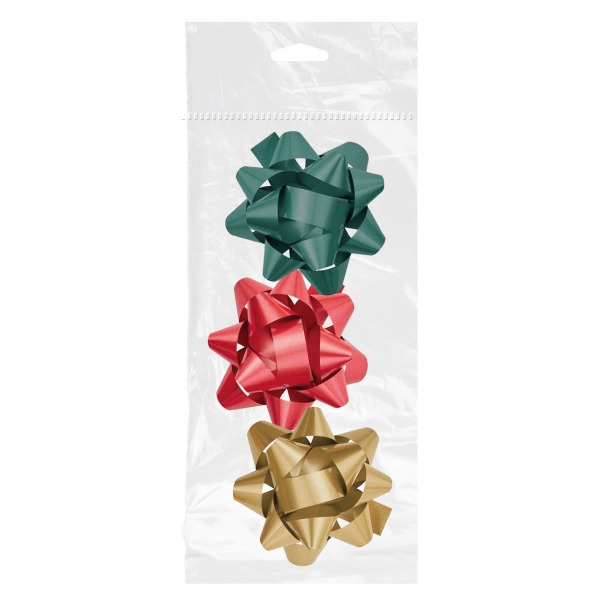 Dohe Chic Pack de 3 Lazos para Regalo - Forma de Estrella - TamaÃ±o 8cm - Colores Rojo, Verde y Oro