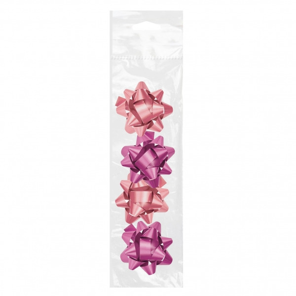 Dohe Chic Pack de 4 Lazos para Regalo - Forma de Estrella - TamaÃ±o 6.5cm - Color Rosa