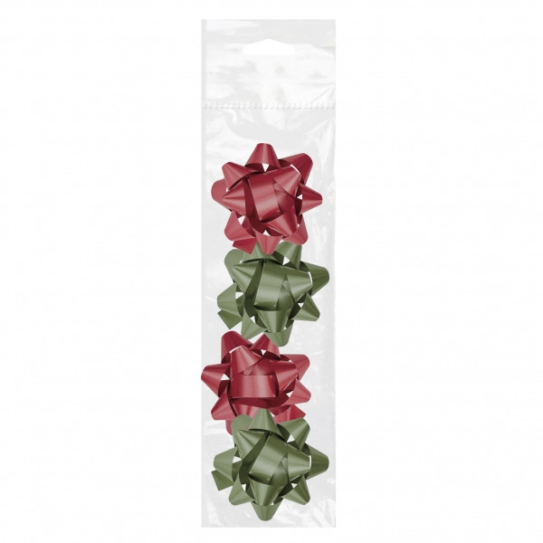 Dohe Chic Pack de 4 Lazos para Regalo - Forma de Estrella - TamaÃ±o 6.5cm - Colores Rojo y Verde