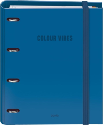 Dohe Colour Vibes Carpeta de 4 Anillas Mixtas de 35mm Recambio 100 Hojas Cuadricula 5mm - Formato A4 - Cierre con Goma - Incluye 4 Separadores y Sobre de Polipropileno - Color Azul