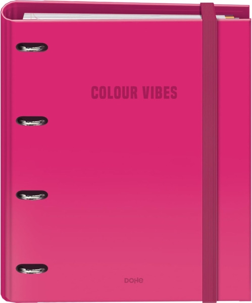 Dohe Colour Vibes Carpeta de 4 Anillas Mixtas de 35mm Recambio 100 Hojas Cuadricula 5mm - Formato A4 - Cierre con Goma - Incluye