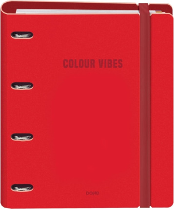 Dohe Colour Vibes Polyfoam Carpeta de 4 Anillas Mixtas de 35mm A4 Recambio 100 Hojas Cuadricula 5mm - Cubierta de Polyfoam 2mm - Cierre con Goma - Incluye 4 Separadores y Sobre de Polipropileno - Color Rojo