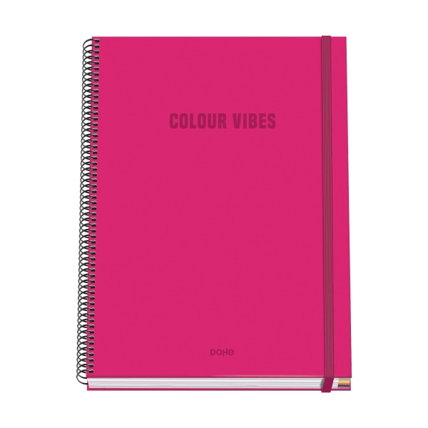 Dohe Colour Vives Cuaderno Espiral A4 100 Hojas Microperforadas Cuadricula 5mm - Tapa Dura Carton Forrado - Cierre de Goma - Ban