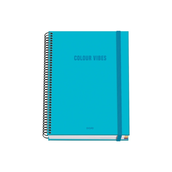 Dohe Colour Vives Cuaderno Espiral A5 100 Hojas Cuadricula 5mm - Tapa Dura Impresa a todo Color y Plastificada en Brillo - Banda