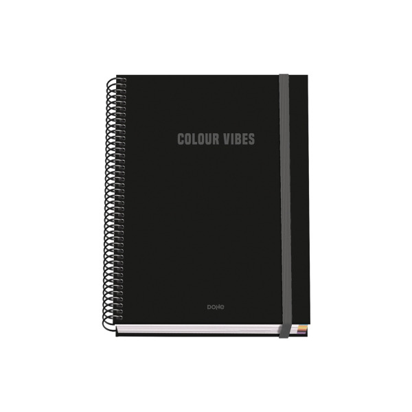 Dohe Colour Vives Cuaderno Espiral A5 100 Hojas Cuadricula 5mm - Tapa Dura Impresa a todo Color y Plastificada en Brillo - Banda
