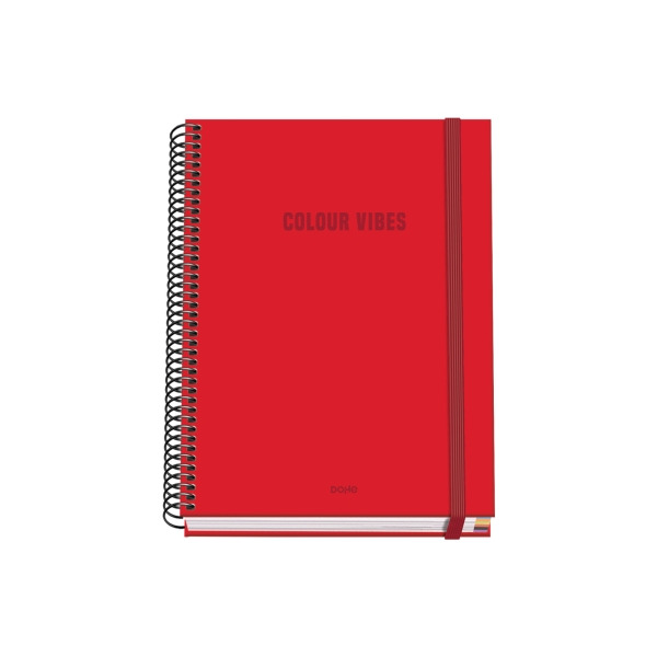 Dohe Colour Vives Cuaderno Espiral A5 100 Hojas Cuadricula 5mm - Tapa Dura Impresa a todo Color y Plastificada en Brillo - Banda