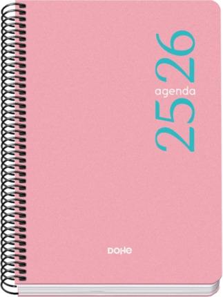 Dohe Esencial Agenda Escolar 25/26 Espiral A5 - Semana Vista - Papel 70g/m2 - Cubierta en Polipropileno - Color Rosa
