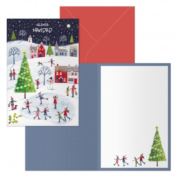 Dohe Ice Rink Pack de 6 Tarjetas de Felicitacion Navideña con Sobre - Tamaño Cerrada 11.5x17cm, Abierta 23x17cm - Papel Offset