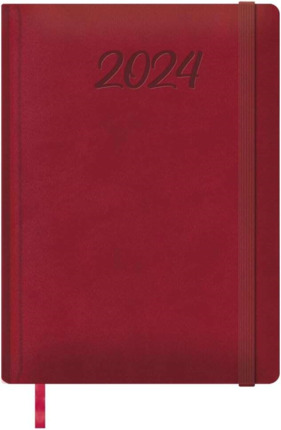 Dohe Manaos Agenda Anual - Dia Pagina - Cubierta en Polipiel - Cierre con Goma Elastica - Papel Ahuesado - Sabado y Domingo misma Pagina - TamaÃ±o 17x24cm - Color Burdeos