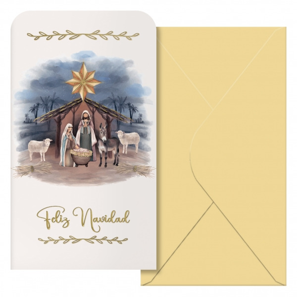 Dohe Maria Pack de 6 Tarjetas/Billeteros de Felicitacion Navideña con Sobre - Tamaño 9x16cm - Papel Offset - Impresas a todo C