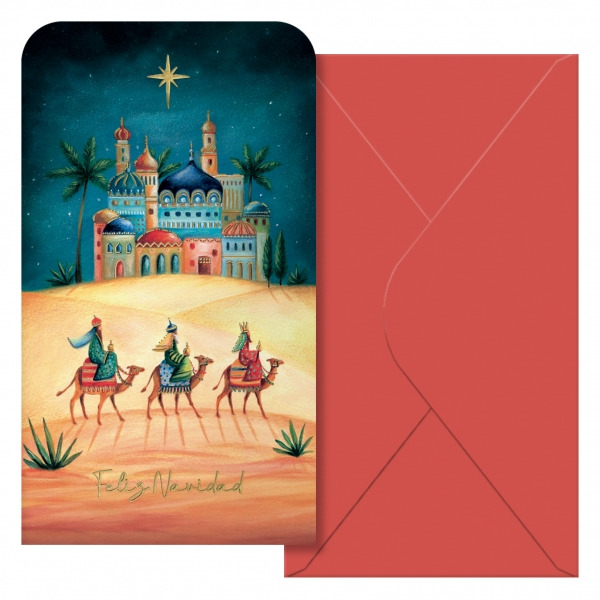 Dohe Oriente Pack de 6 Tarjetas/Billeteros de Felicitacion Navideña con Sobre - Tamaño 9x16cm - Papel Offset - Impresas a todo