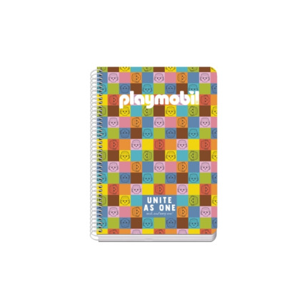 Dohe Playmobil Unite As One Cuaderno Espiral A5 80 Hojas Cuadricula 4mm con Margen - Tapa Rigida Impresa a todo Color - Guardas Impresas
