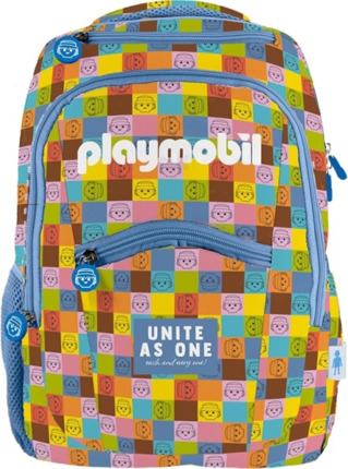 Dohe Playmobil Unite As One Mochila Escolar - Compartimento Principal con Bolsillo Acolchado - Bolsillos Laterales para Bebidas - Espalda Acolchada - Doble Asa Superior - Fabricada en Poliester - Medidas 31,5x40x11cm