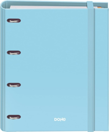 Dohe Serenity Carpeta de 4 Anillas Mixtas de 35mm Recambio 100 Hojas Cuadricula 5mm - Formato A4 - Cierre con Goma - Incluye 4 Separadores y Sobre de Polipropileno - Color Azul