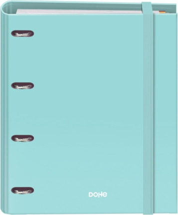 Dohe Serenity Carpeta de 4 Anillas Mixtas de 35mm Recambio 100 Hojas Cuadricula 5mm - Formato A4 - Cierre con Goma - Incluye 4 Separadores y Sobre de Polipropileno - Color Verde