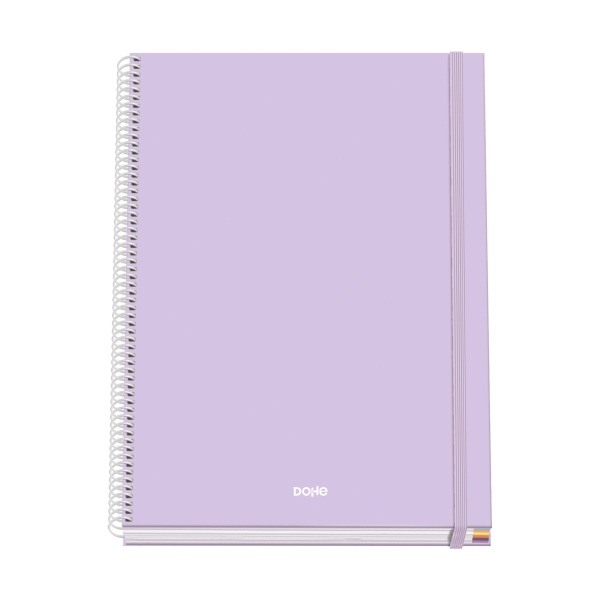Dohe Serenity Cuaderno Espiral A4 100 Hojas Microperforadas Cuadricula 5mm - Tapa Dura Carton Forrado - Cierre de Goma - Bandas