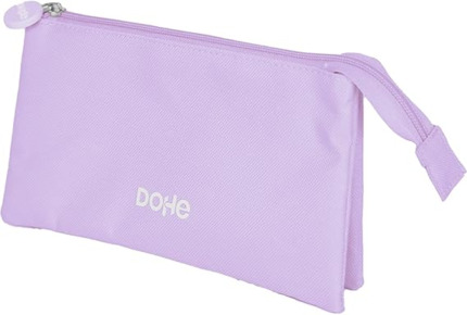 Dohe Serenity Portatodo Triple - Cierre Doble con Cremallera y Tirador de Goma - Color Morado