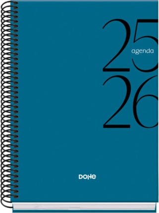 Dohe System Agenda Escolar 25/26 Espiral A5 - Dia Pagina - Papel 70g/m2 - Cubierta de Carton Plastificado - Color Azul