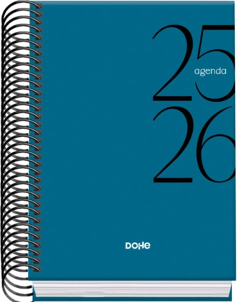 Dohe System Agenda Escolar 25/26 Espiral A6 - Dia Pagina - Papel 70g/m2 - Cubierta de Carton Plastificado - Color Azul