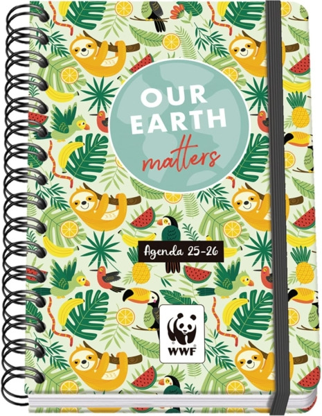 Dohe WWF Tropic Agenda Escolar 25/26 Espiral Wireâo A5 - Semana Vista - Papel 80g/m2 - 4 Hojas de Pegatinas - Cubierta de Cart