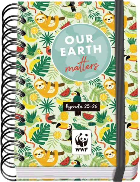 Dohe WWF Tropic Agenda Escolar 25/26 Espiral Wireâo A6 - Dia Pagina - Papel 80g/m2 - 4 Hojas de Pegatinas - Cubierta de Carton