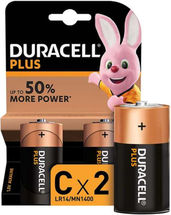 Duracell Pilas Alcalinas C Plus LR14 1.5V - 2 Unidades