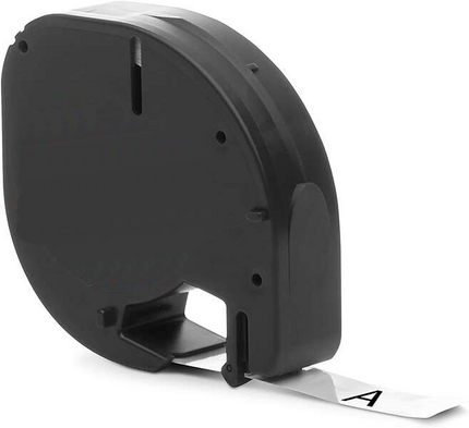 Dymo LetraTag S0721730 Cinta de Etiquetas Generica para Rotuladora - Texto negro sobre fondo metalico - Ancho 12mm x 4 metros (91208)