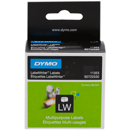 Dymo S0722530 - 11353 Etiquetas, 25 x13 mm, blanco, 1000 unidades original