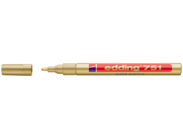 Edding 751 Rotulador Permanente - Punta Redonda - Trazo entre 1 y 2 mm. - Tinta Opaca - Secado Rapido - Color Oro