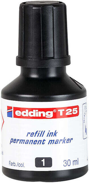 Edding T25 Bote de Recarga para Rotulador Permanente - Capacidad 30ml - Color Negro