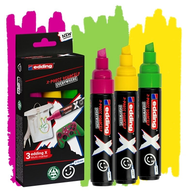 Edding X 6900 Caramelo Pack de 3 Rotuladores Multisuperficie Permanentes de Tinta Opaca - Punta Biselada con Trazo 2-10mm - Colo