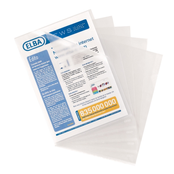 Elba Pack de 100 Dossieres Uñero Standard Folio PP 140 Îicras - Resistente y Duradero - Acabado Piel de Naranja Transparente