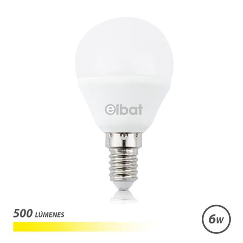 Elbat Bombilla LED G45 6W 500LM E14 Luz Calida - 3000K - Color Blanco