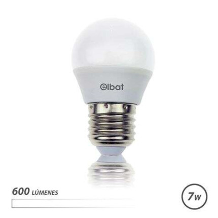 Elbat Bombilla LED - Potencia: 7W - Lumenes: 600 - Tipo de Luz: 4000K Luz Blanca - Casquillo: E27 - Angulo: 220Âº - Dimensiones: 45X78mm - 30000 Horas de Vida - 15000 Encendidos - Color Blanco