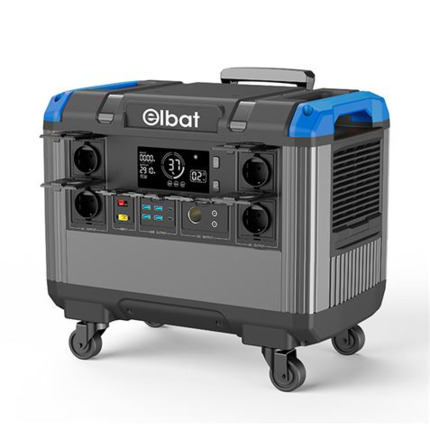 Elbat Generador de Energia Portatil - 3000W - Bateria de Litio 840.000Mah - Display LED - Funcion BMS - Admite Carga con Panel Solar - Incluye Adaptador Ac y Cargador de Coche - Ruedas y Asa de Transporte - Puertos USB y Tipo C - Color Negro