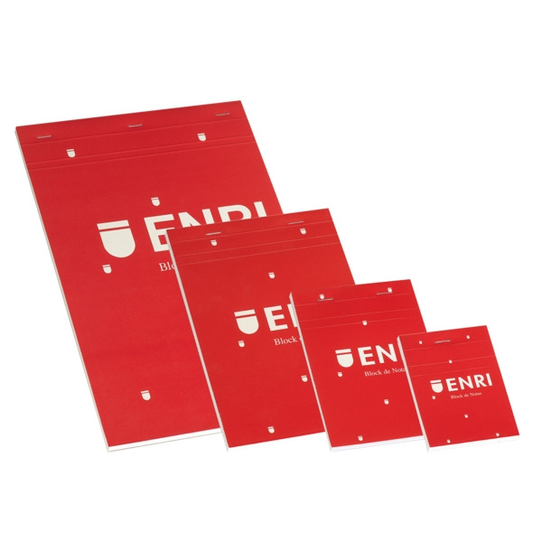 Enri Bloc de Notas Grapado 80 Hojas Liso - Tamaño A4 - Tapa Blanda Color Rojo